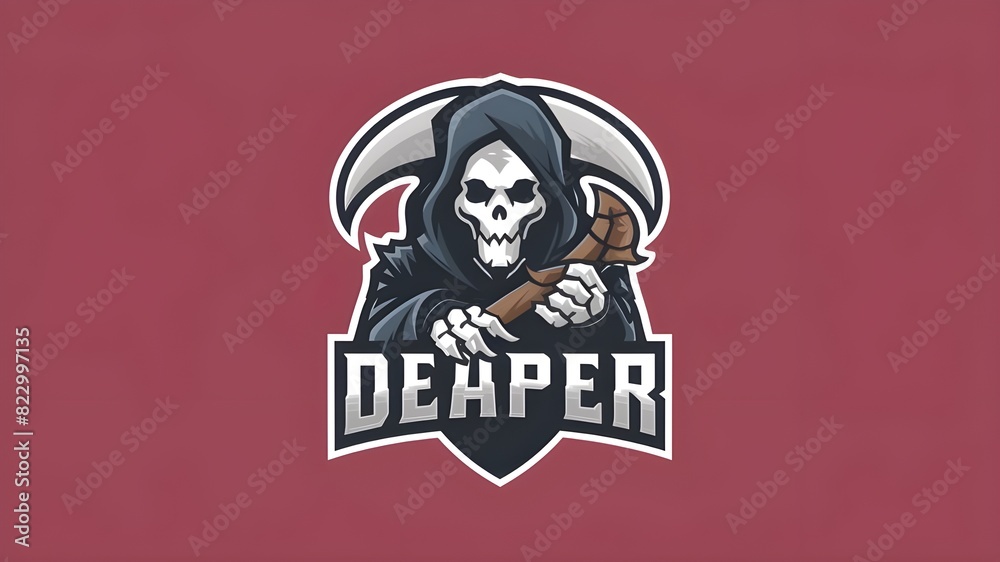 death reaper as gamer mascot logo.