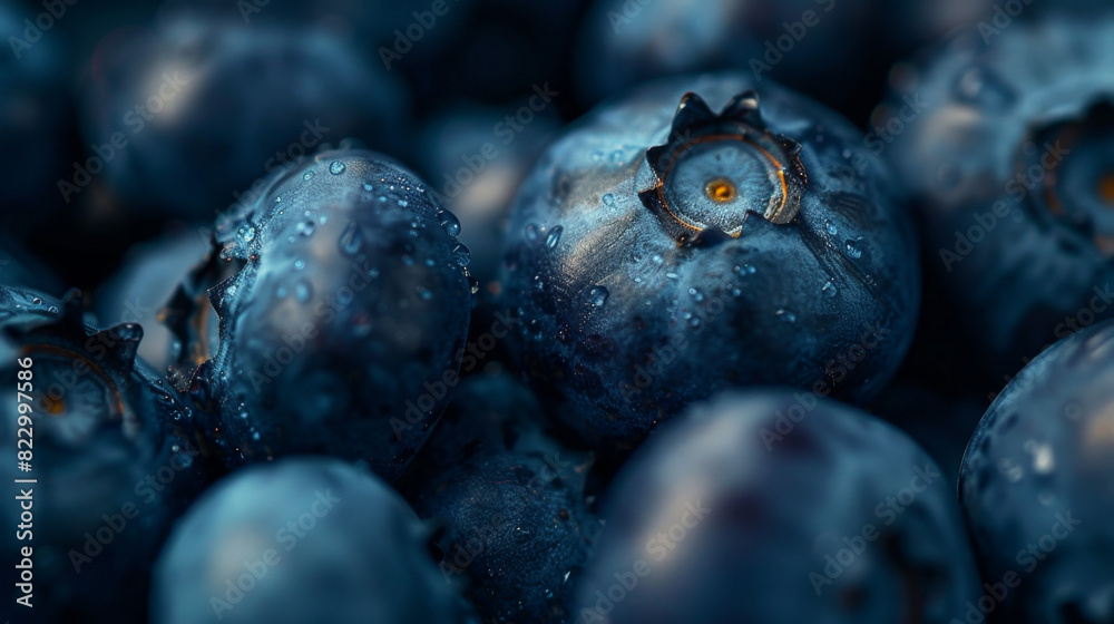 Close up of blueberries in the foreground, top view, high resolution photography, insanely detailed and intricate, soft studio lighting Close up of blueberries in the foreground, top view, high resolution photography, insanely detailed and intricate, soft studio lighting