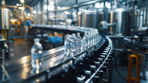 The modern production line at the factory is equipped with advanced machinery and technology for manufacturing bottles and other industrial products.