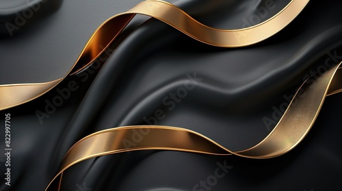 Wallpaper Mural Luxurious black with a gold ribbon running diagonally Torontodigital.ca