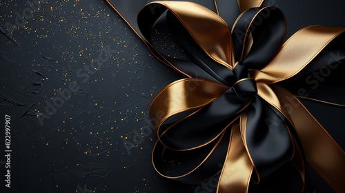 Luxurious black with a gold ribbon running diagonally photo