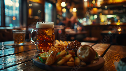 delicious food and beer, food photography photo