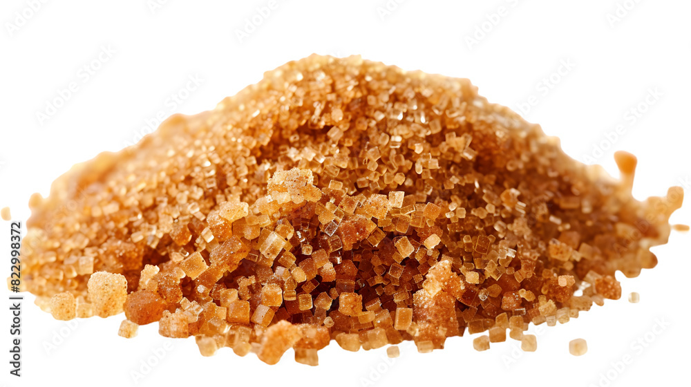 Unrefined brown cane sugar pile isolated on a transparent background Unrefined brown cane sugar pile isolated on a transparent background