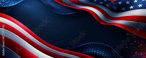American flag waving on a dark backdrop