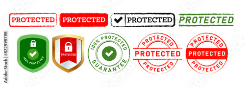 protected rubber stamp and shield for guard security safe privacy protect