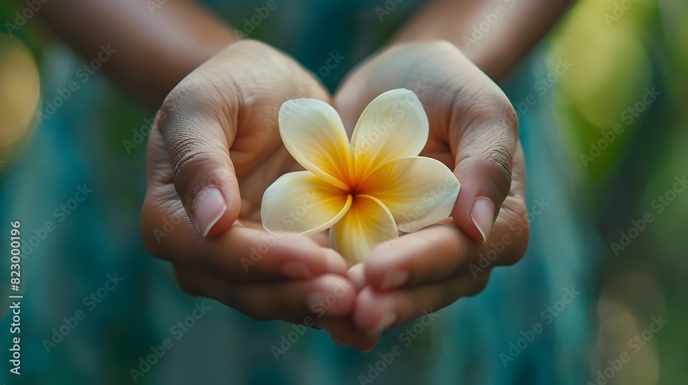 Close-up of hands holding a flower Close-up of hands holding a flower
