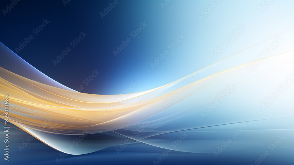 Fototapeta premium Abstract Light Blue Background gold wave light Mordan Interior Background