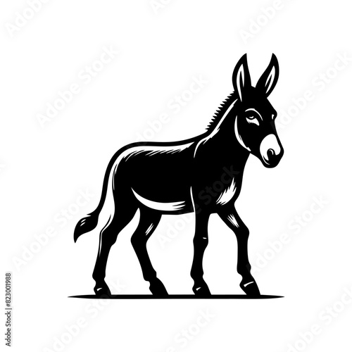 Donkey logo design vector illustration. Black Donkey vector logo