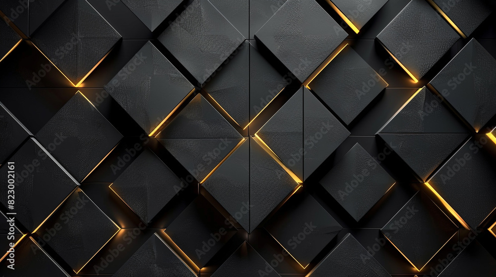 black background metal square line gold light effect pattern. black background with square shapes. black background metal square line gold light effect pattern. black background with square shapes.