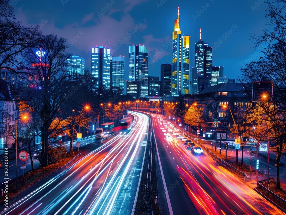 At night, the traffic trajectory on urban roads