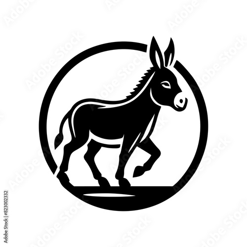 Donkey logo design vector illustration. Black Donkey vector logo