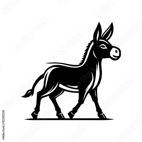 Donkey logo design vector illustration. Black Donkey vector logo