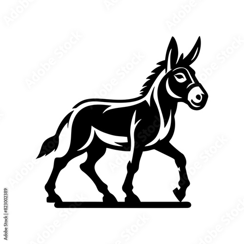 Donkey logo design vector illustration. Black Donkey vector logo