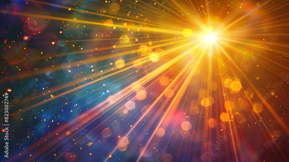 Fototapeta premium glowing light burst Realistic sun rays. colorful sun ray glow abstract shine light effect starburst sbeam sunshine glowing. Special lens flash, light effect. The flash flashes rays and searchlight. 