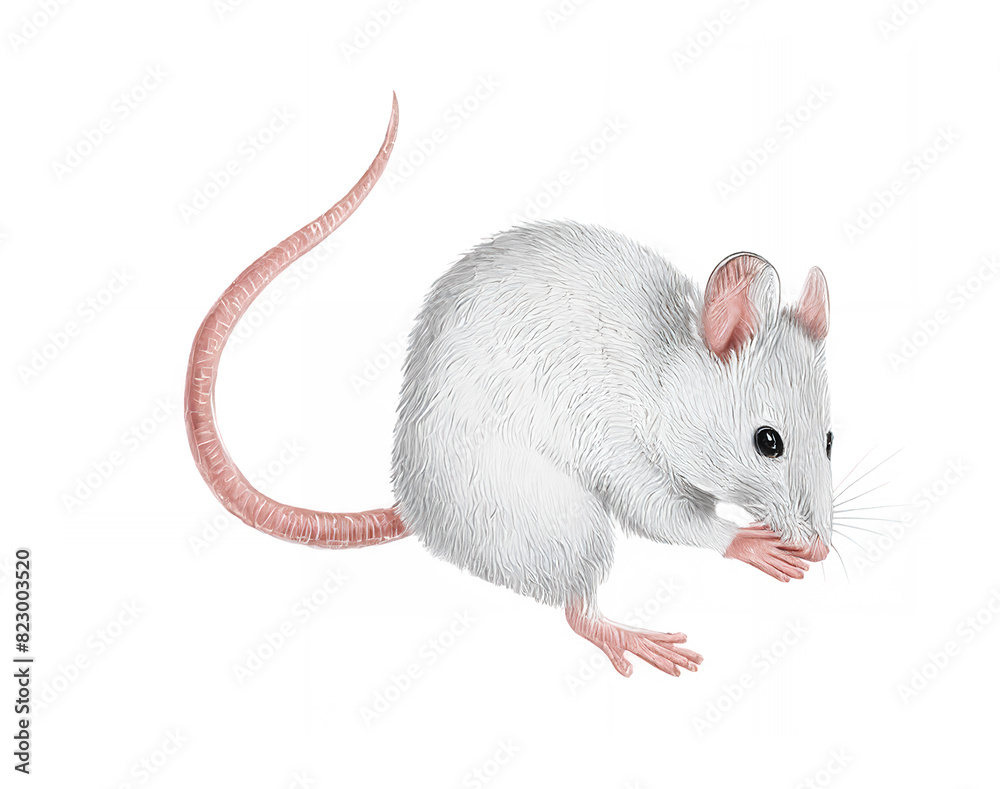 Fototapeta premium アナログタッチ、手描き風のネズミのイラスト、油絵風、絵画 AI生成画像