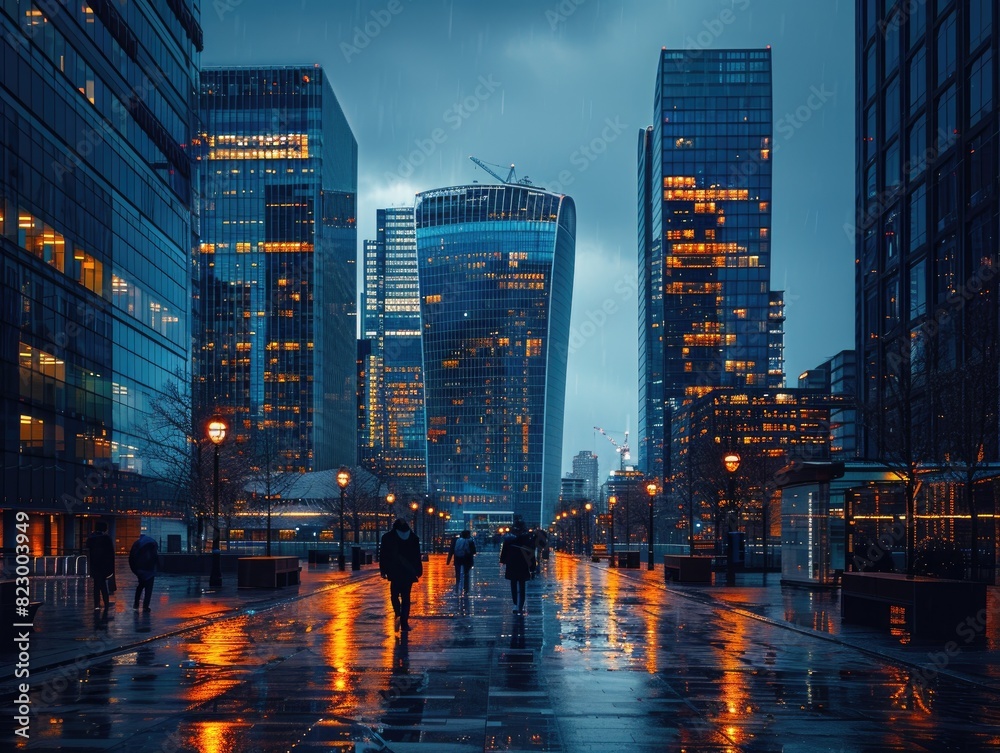 Fototapeta premium City skyscrapers at night