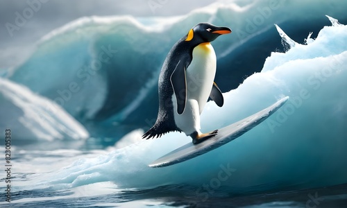 A close-up view of a penguin s feet paddling on the iceberg as it surfs the wave