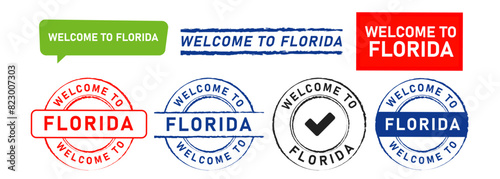 welcome to florida stamp label sticker sign for country city explore travel trip