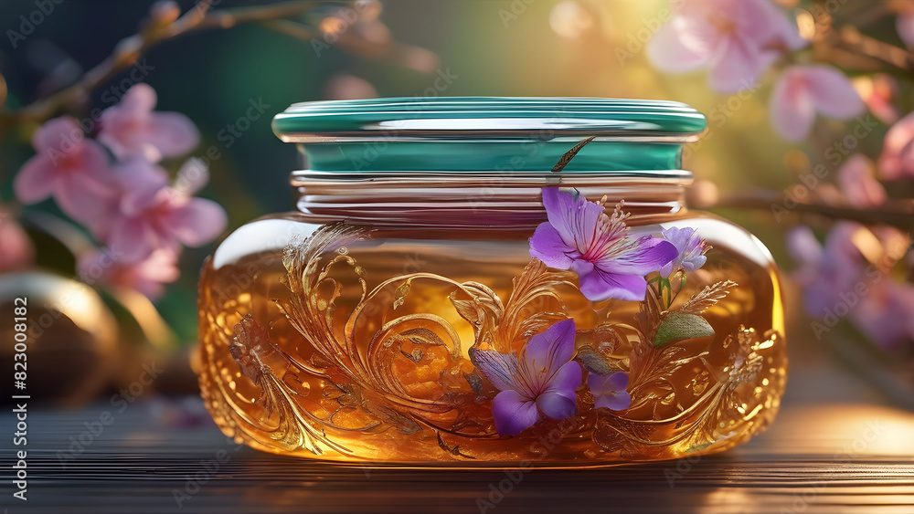 Pretty jar filled with flowers, ai generated Pretty jar filled with flowers, ai generated