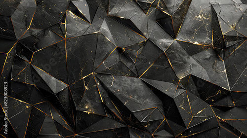 Abstract polygonal pattern luxury black with gold
