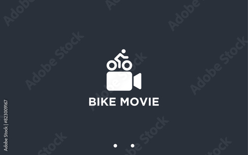 bicycle film logo design vector silhouette illustration