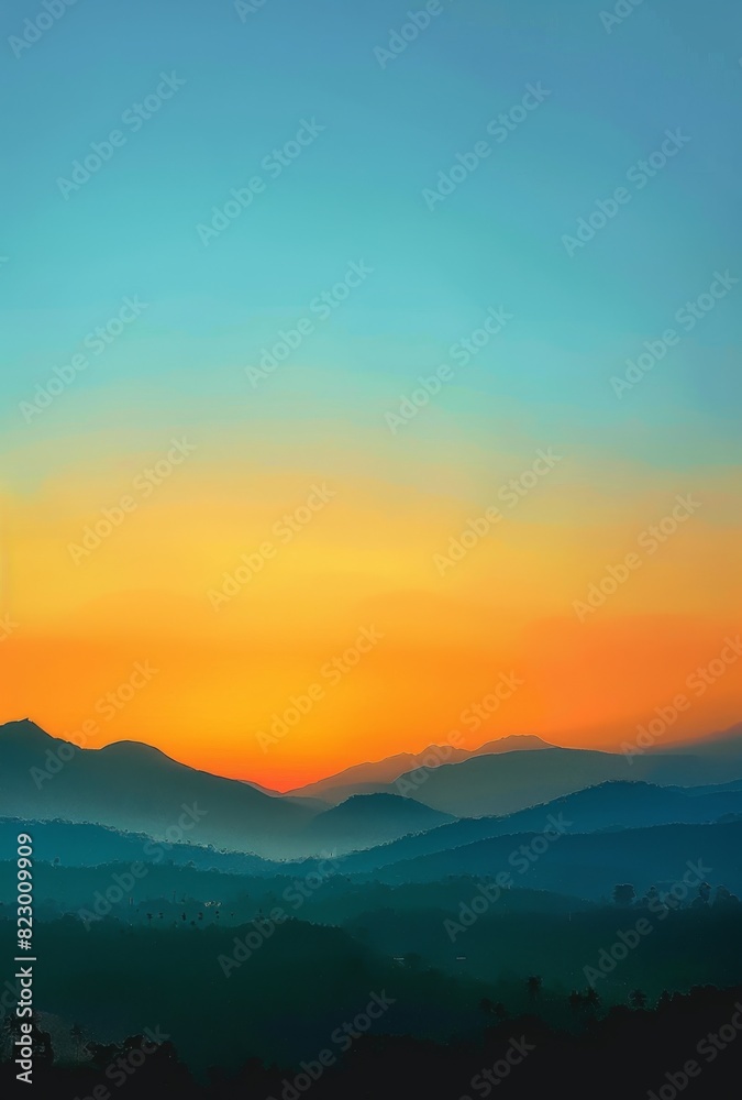 Silhouette Mountains at Sunset