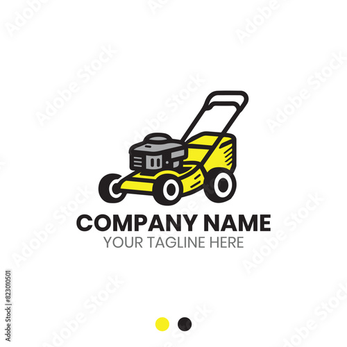 Lawn mower logo vector design for gardening service