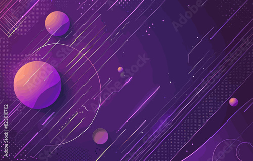 a purple background with lines and planets