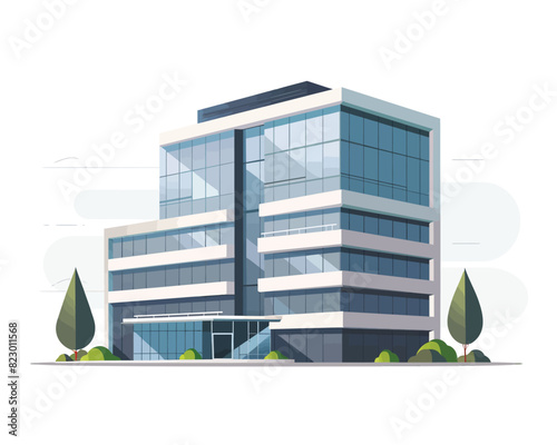 a large office building with trees in front of it