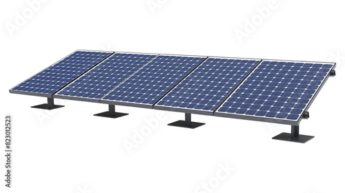 Solar panels isolated on transparent white background, clipping path