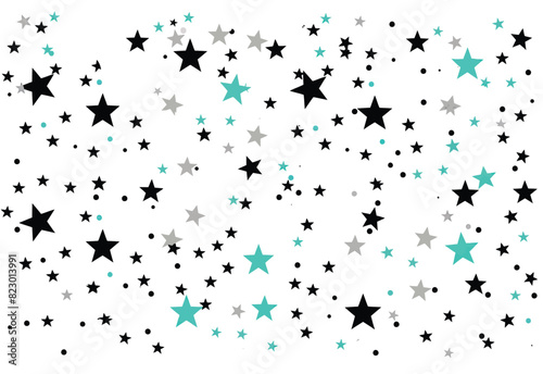 a white background with black and blue stars