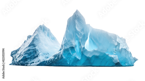 a glacier melting and retreating isolated on transparent and white background.PNG image. © CStock