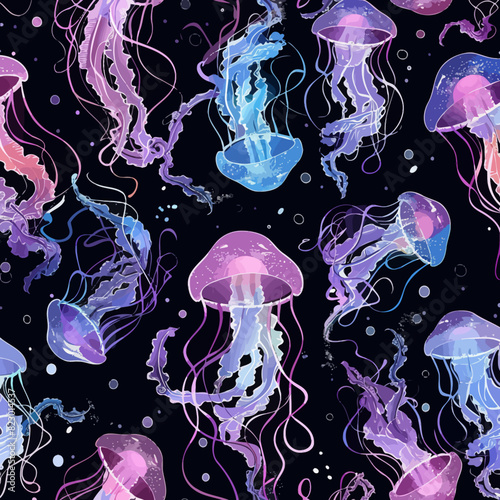 a group of jellyfish floating in the water