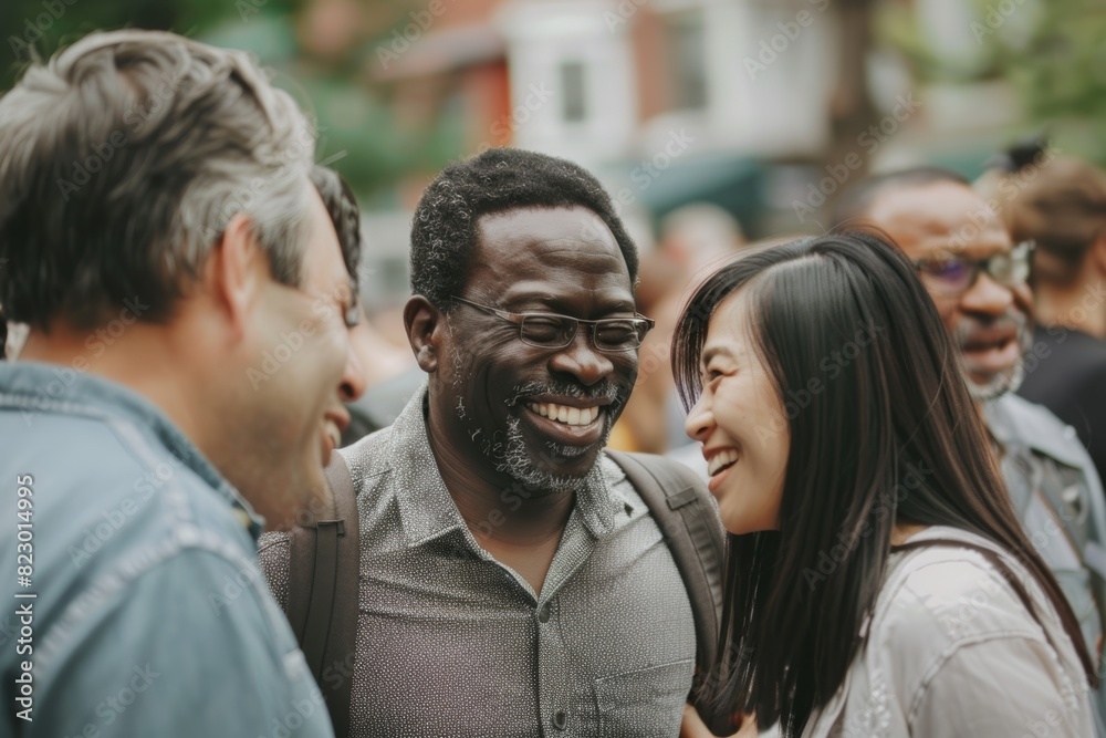 Group of diverse friends having fun together on the street. Multiethnic group of people having fun together. Group of diverse friends having fun together on the street. Multiethnic group of people having fun together.