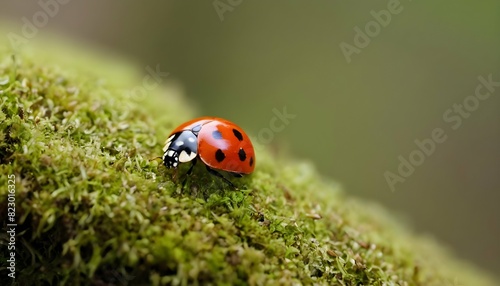 A Ladybug Exploring A Patch Of Moss