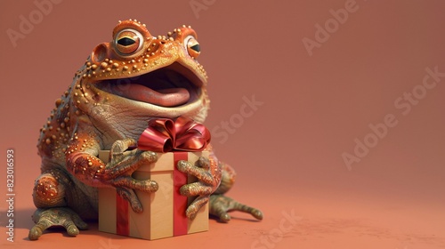 a toad reacting to a surprise gift