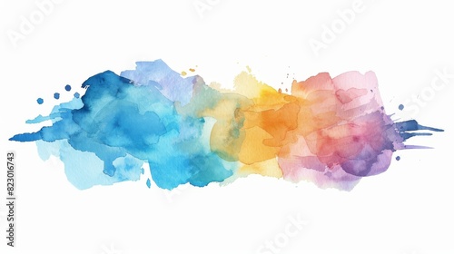 Abstract watercolor brush strokes. Rainbow colored.