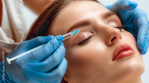  Cosmetologist makes rejuvenating anti wrinkle injections on the face