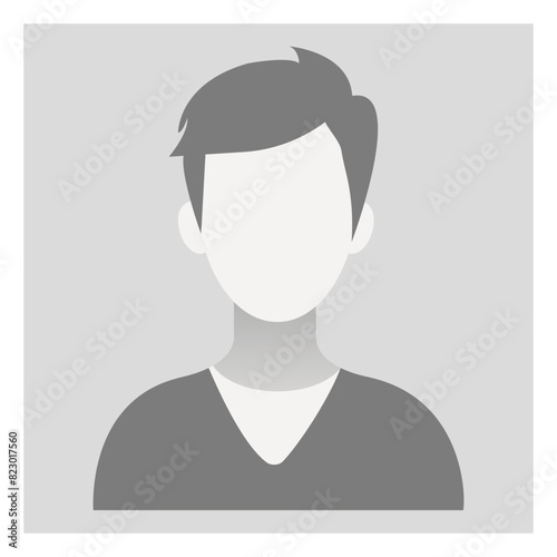 Male Default Placeholder Avatar Profile Gray Picture Isolated on Background. Man Silhouette Picture for user profile in social media, forum, chat. Greyscale Vector illustration