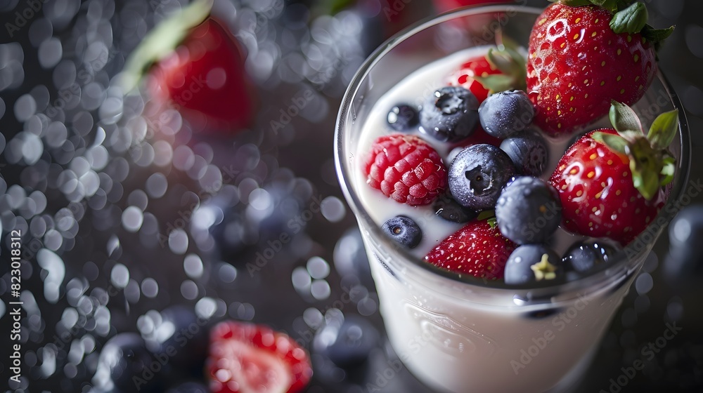 Berry Blast Capture a glass of milk with fresh berries Berry Blast Capture a glass of milk with fresh berries
