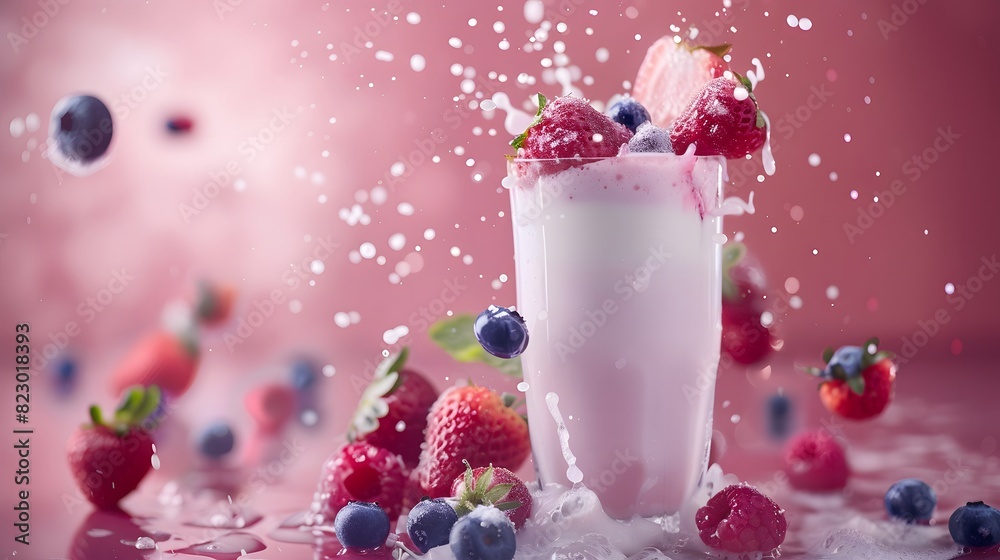 Berry Blast Capture a glass of milk with fresh berries Berry Blast Capture a glass of milk with fresh berries