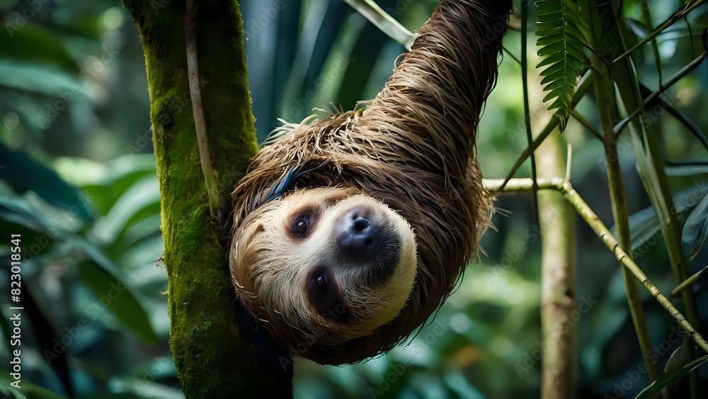 relaxation in the wild a sleepy sloth leisurely tree branch relaxation in the wild a sleepy sloth leisurely tree branch