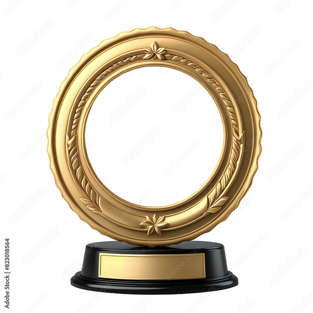 3D golden circle award plaque trophy isolated on transparent background 3D golden circle award plaque trophy isolated on transparent background