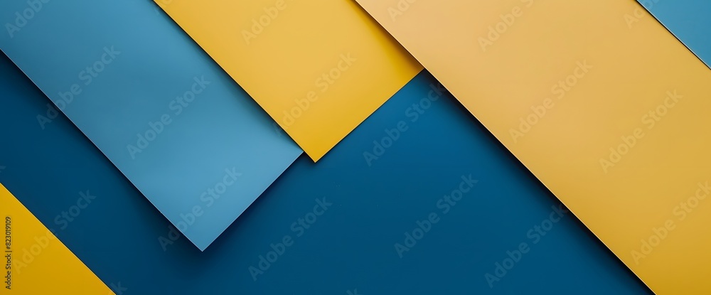Blue and Yellow Geometric Paper Shapes on Abstract Background Blue and Yellow Geometric Paper Shapes on Abstract Background