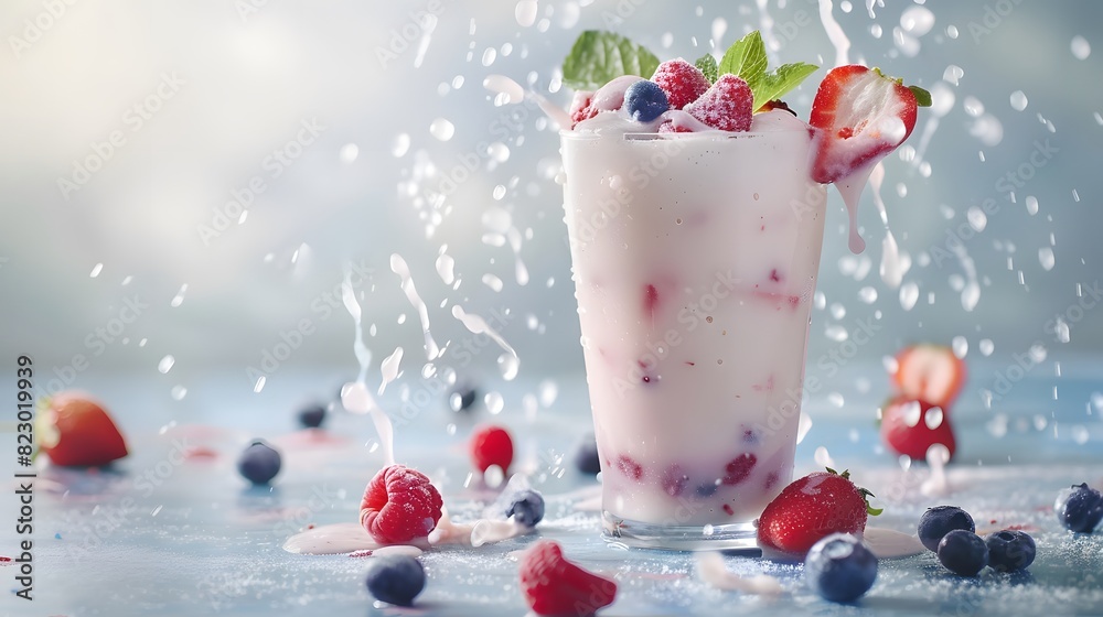 Berry Blast Capture a glass of milk with fresh berries Berry Blast Capture a glass of milk with fresh berries