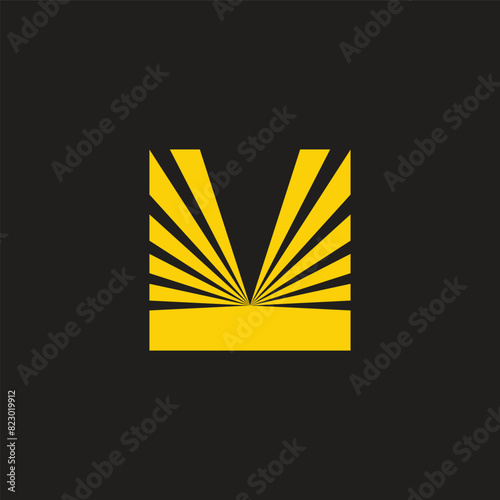 letter m abstract spread shine rays simple logo vector
