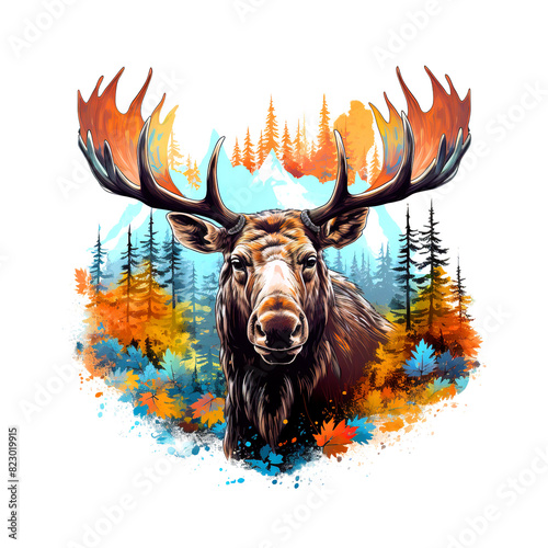 Moose deer head design on clean background. Mammals. Wildlife Animals.