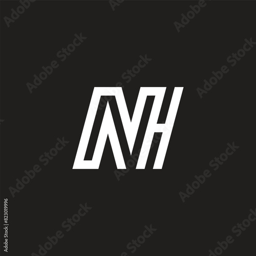 letter nh stripes geometric lines logo vector