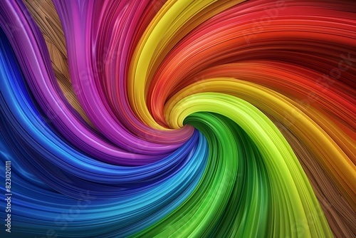   Abstract swirls of rainbow hues intertwining on a natural wood texture background  resembling the fluidity and diversity of the LGBT community.