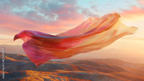 Flowing Fabric in Desert Sunset